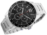  Shop Authentic Tommy Hilfiger Luke Chronograph Black Dial Silver Steel Strap Watch for Men - 1791104 - Luxxuri