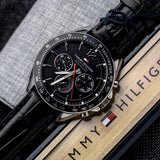  Shop Authentic Tommy Hilfiger Luke Quartz Black Dial Black Leather Strap Watch for Men - 1791117 - Luxxuri