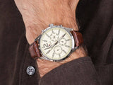  Shop Authentic Tommy Hilfiger Gavin Chronograph White Dial Brown Leather Strap Watch for Men - 1791467 - Luxxuri