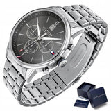  Shop Authentic Tommy Hilfiger Kyle Chronograph Grey Dial Silver Steel Strap Watch for Men - 1791632 - Luxxuri