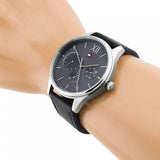  Shop Authentic Tommy Hilfiger Damon Multifunction Black Dial Black Leather Strap Watch for Men - 1791417 - Luxxuri