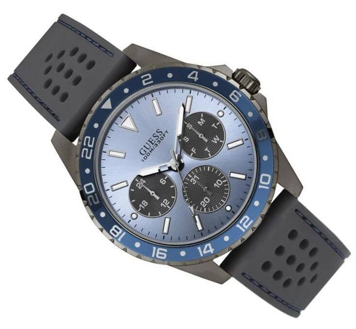  Shop Authentic Guess Odyssey Blue Dial Grey Rubber Strap Watch For Men - W1108G6 - Luxxuri
