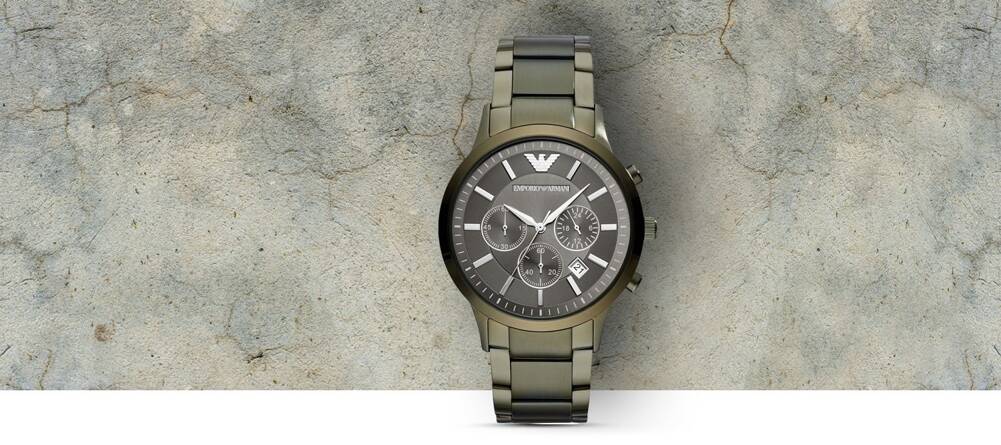  Shop Authentic Emporio Armani Renato Chronograph Quartz Grey Dial Green Steel Strap  Watch For Men - AR11117 - Luxxuri