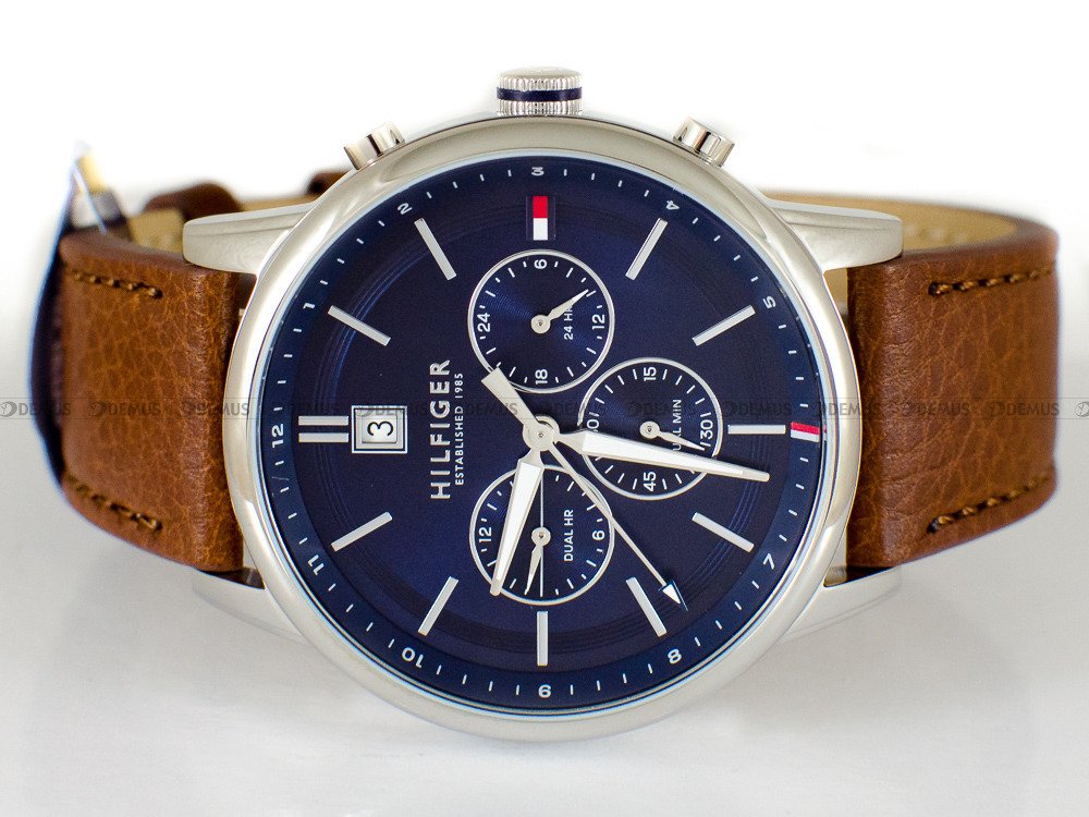  Shop Authentic Tommy Hilfiger Kyle Multifunction Blue Dial Brown Leather Strap Watch for Men - 1791629 - Luxxuri