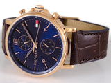  Shop Authentic Tommy Hilfiger Daniel Blue Dial Brown Leather Strap Watch for Men - 1710418 - Luxxuri