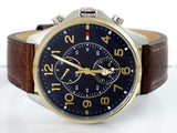  Shop Authentic Tommy Hilfiger Dean Multifunctional Blue Dial Brown Leather Strap Watch for Men - 1791275 - Luxxuri
