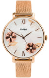  Shop Authentic Fossil Jacqueline Three-Hand White Dial Rose Gold Mesh Bracelet Watch for Women - ES4534 - Luxxuri