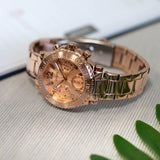  Shop Authentic Guess Cosmic Chronograph Rose Gold Dial Rose Gold Steel Strap Watch for Women - GW0465L2 - Luxxuri