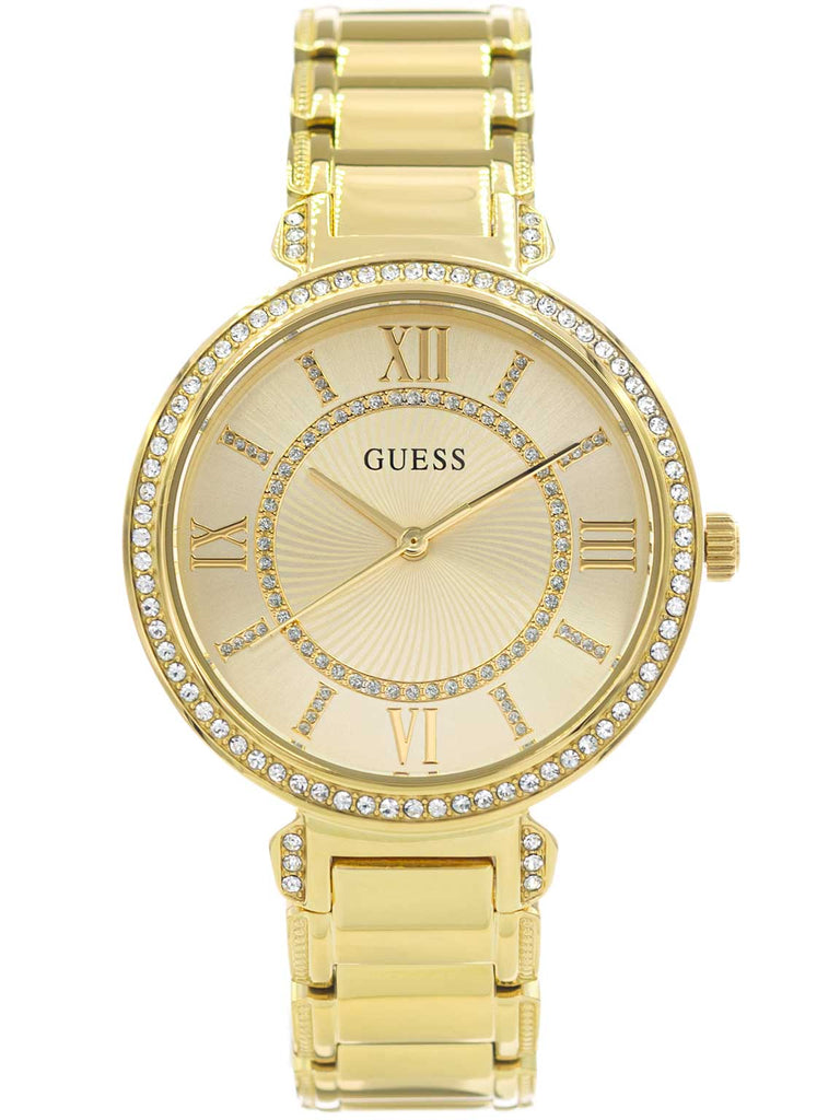  Shop Authentic Guess Montage Quartz Gold Dial Gold Steel Strap Watch For Women - GW0588L1 - Luxxuri