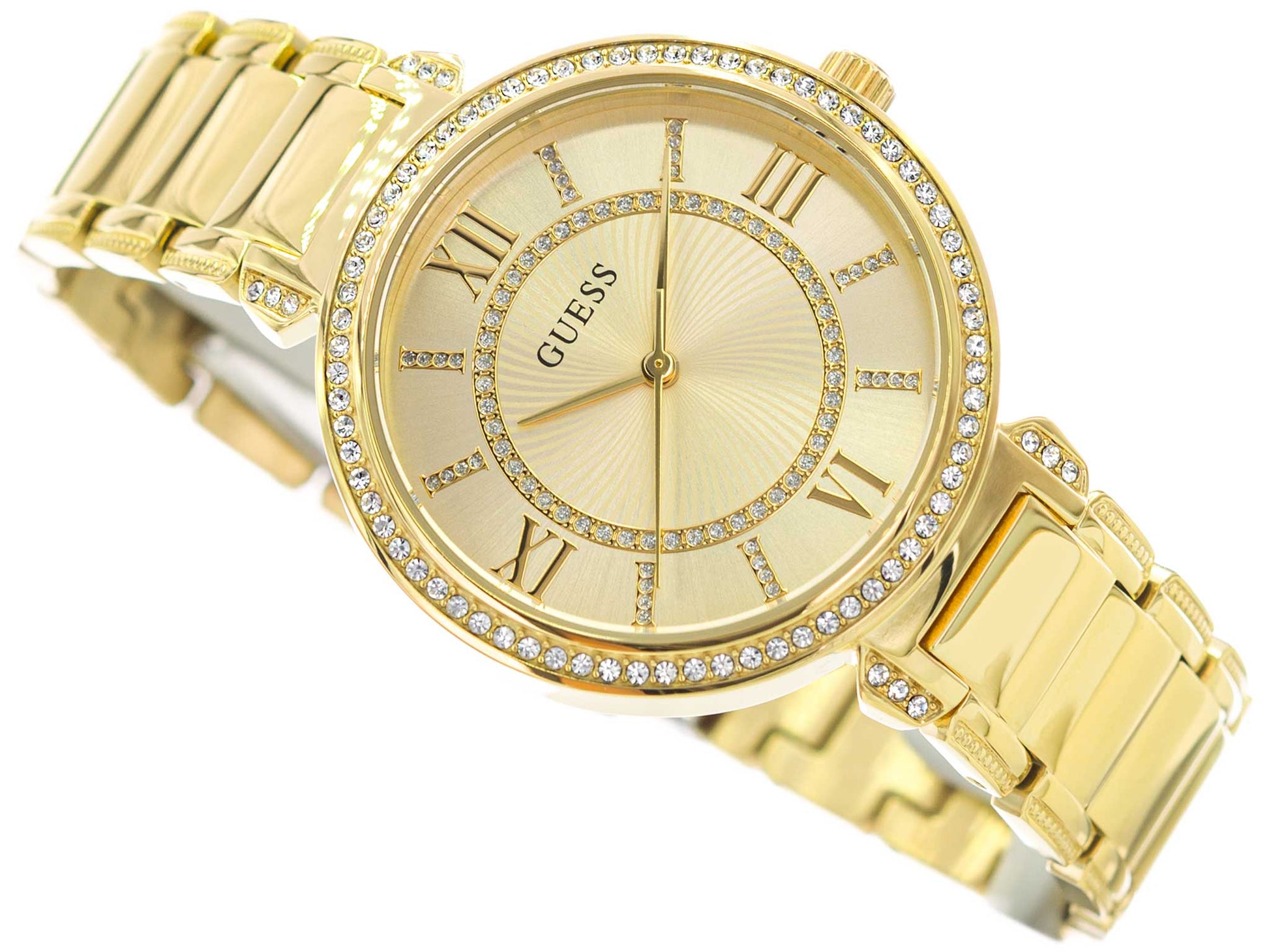  Shop Authentic Guess Montage Quartz Gold Dial Gold Steel Strap Watch For Women - GW0588L1 - Luxxuri