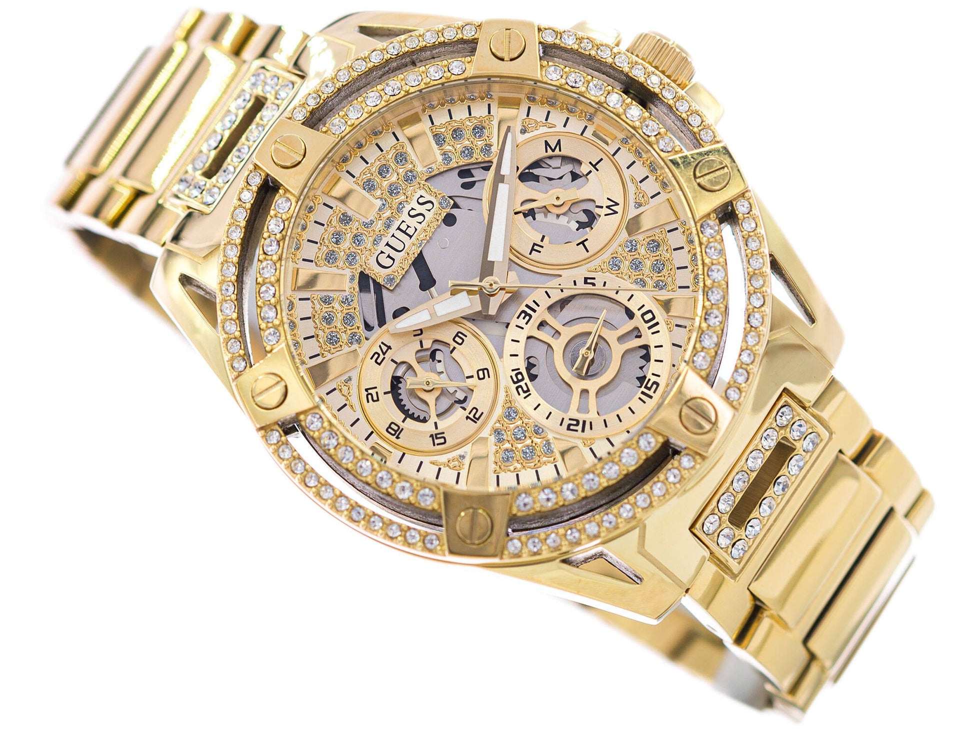  Shop Authentic Guess Queen Quartz Gold Dial Gold Steel Strap Watch For Women - GW0464L2 - Luxxuri