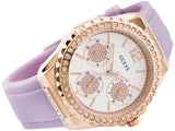  Shop Authentic Guess Starlight Diamonds White Dial Purple Rubber Strap Watch for Women - W0846L6 - Luxxuri