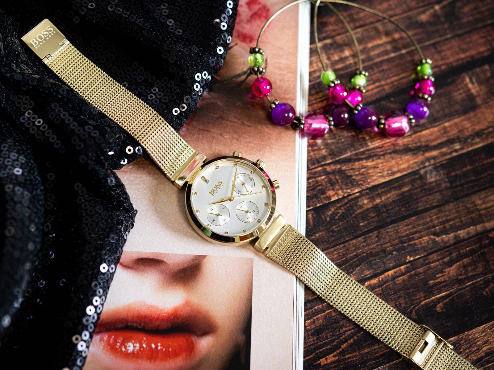  Shop Authentic Hugo Boss Flawless White Dial Gold Mesh Bracelet Watch for Women - 1502552 - Luxxuri