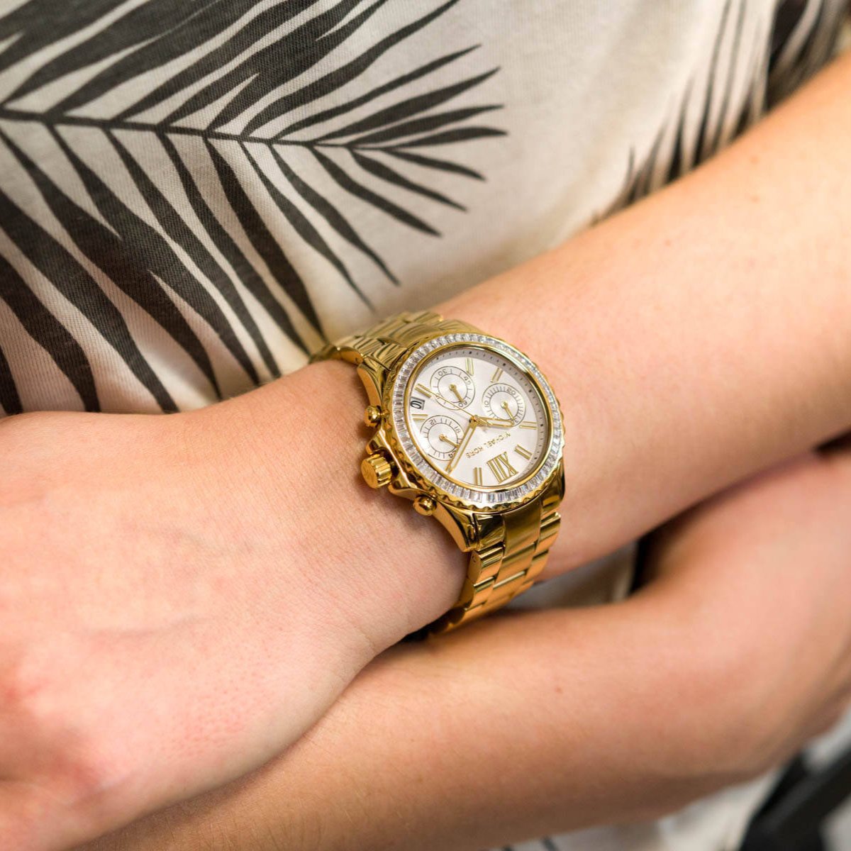  Shop Authentic Michael Kors Everest Chronograph White Dial Gold Steel Strap Watch For Women - MK7212 - Luxxuri