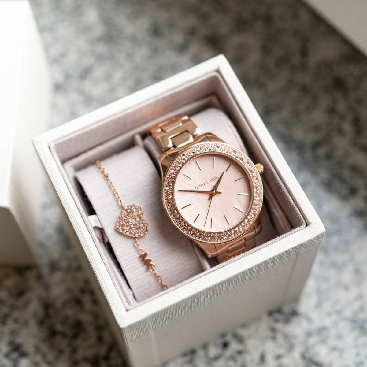  Shop Authentic Michael Kors Lilane Quartz Rose Gold Dial Rose Gold Steel Strap Watch For Women - MK1068 - Luxxuri