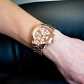 Shop Authentic Michael Kors Runway Chronograph Rose Gold Dial Rose Gold Steel Strap Watch For Women - MK5778 - Luxxuri