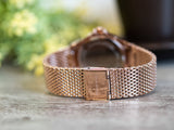  Shop Authentic Michael Kors Lennox Three Hand Rose Gold Dial Rose Gold Mesh Strap Watch For Women - MK7336 - Luxxuri