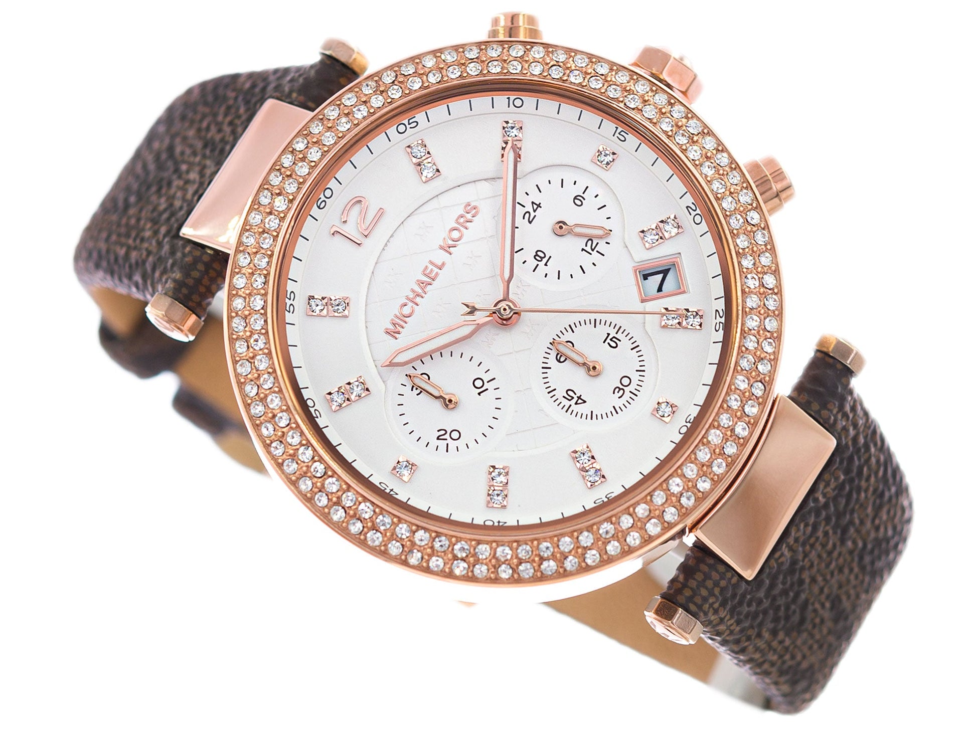  Shop Authentic Michael Kors Parker Chronograph White Dial Brown Leather Strap Watch For Women - MK6917 - Luxxuri