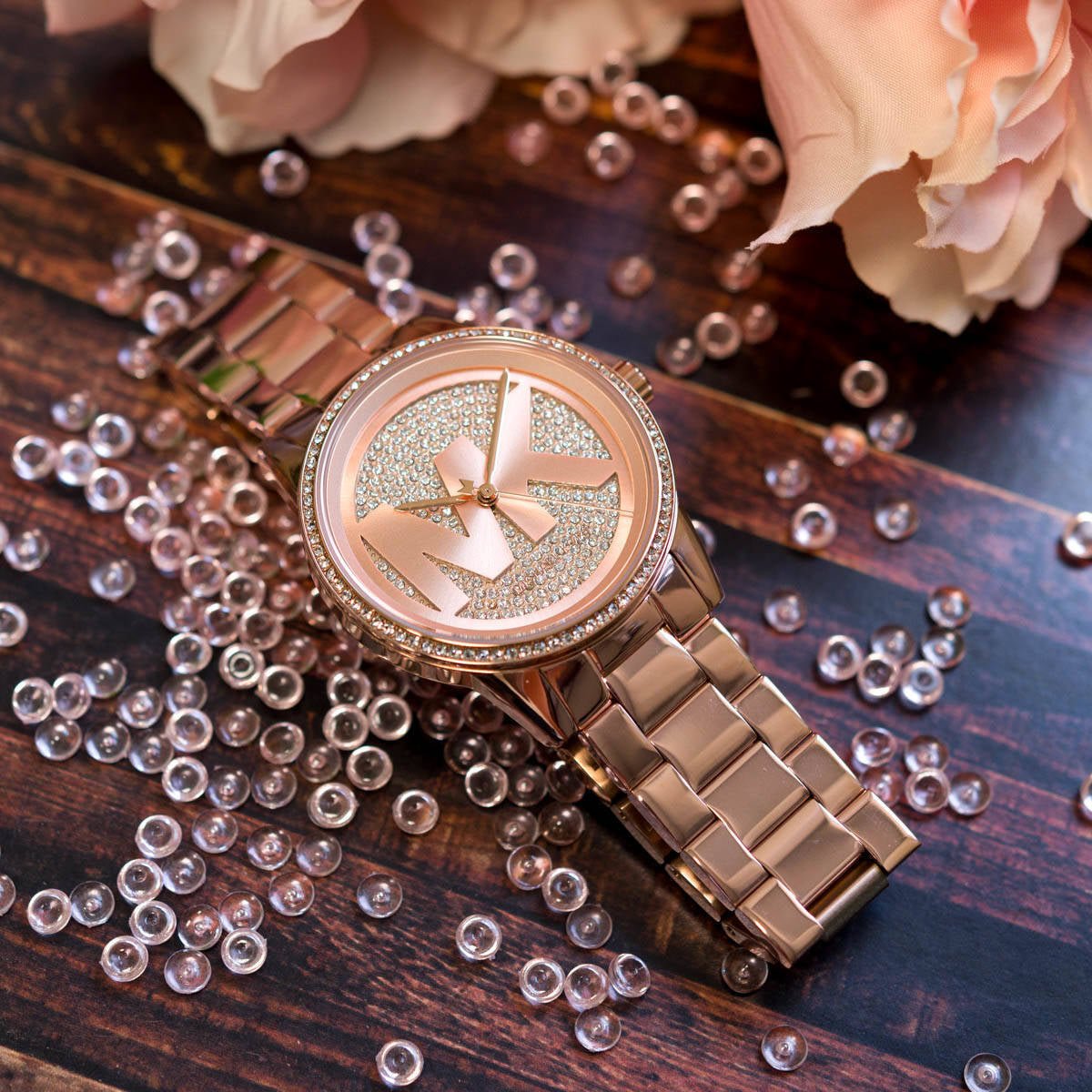  Shop Authentic Michael Kors Ritz Analog Crystals Silver Dial Rose Gold Steel Strap Watch for Women - MK6863 - Luxxuri