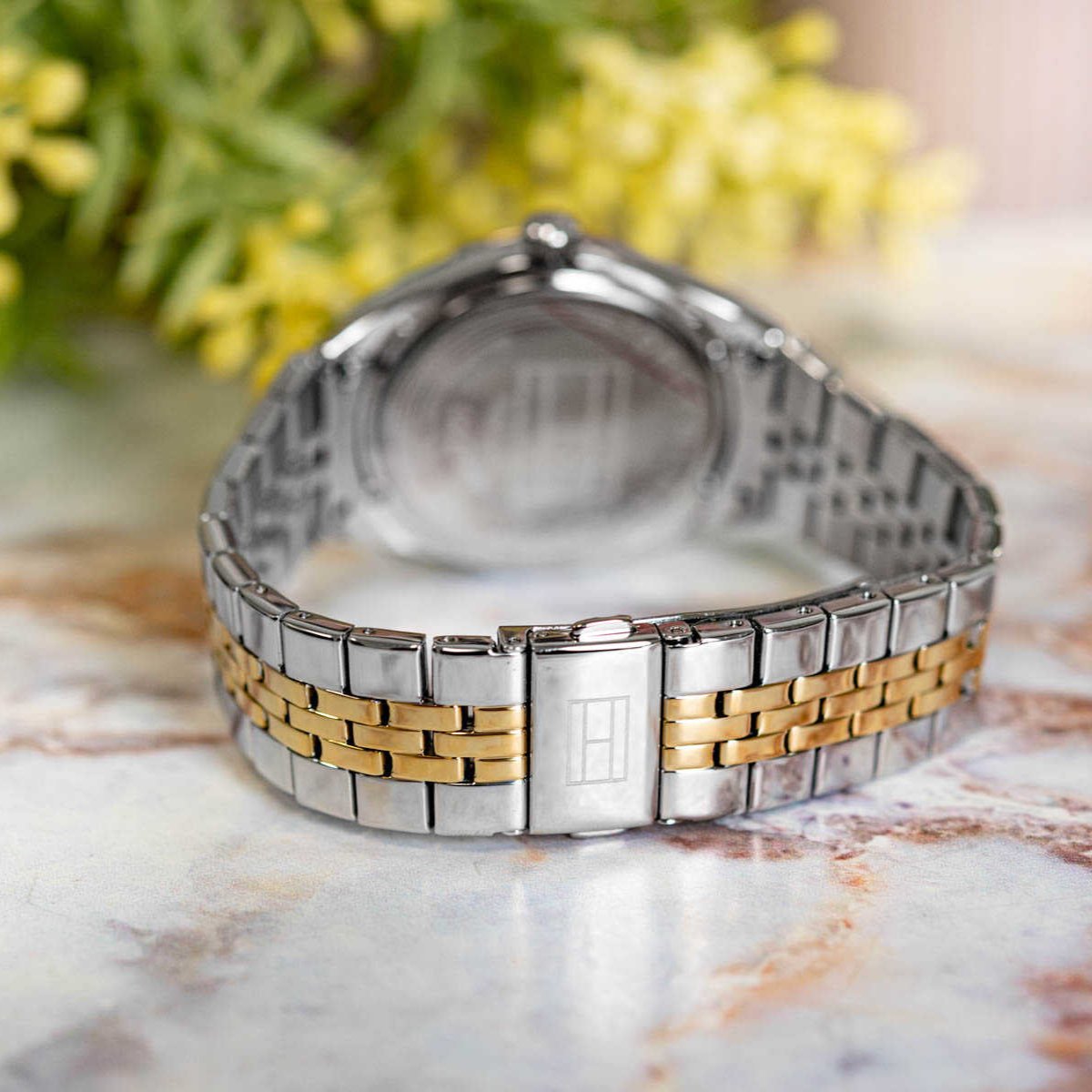  Shop Authentic Tommy Hilfiger Monica Chronograph Black Dial Two Tone Steel Strap Watch For Women - 1782591 - Luxxuri