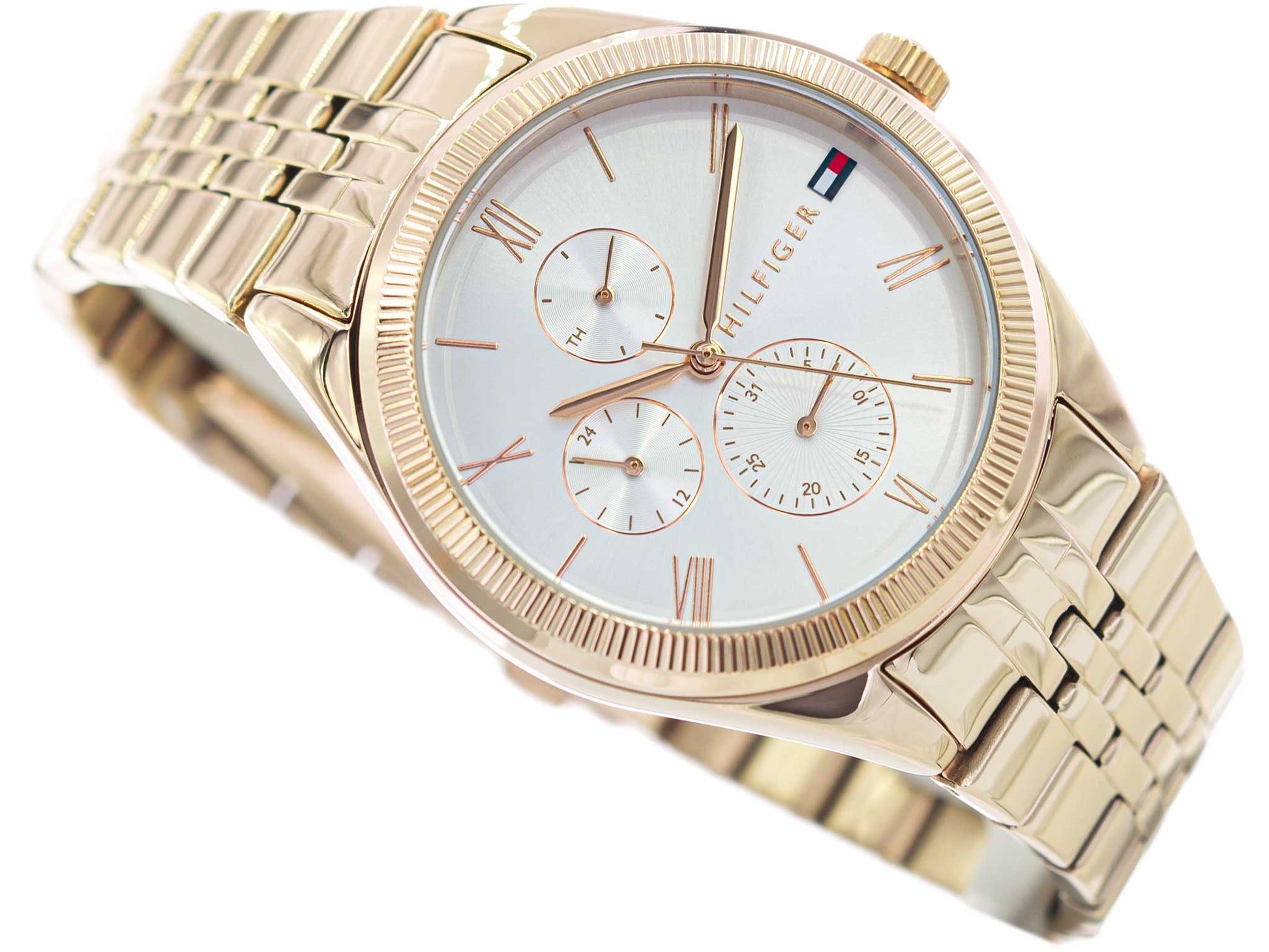  Shop Authentic Tommy Hilfiger Monica Quartz White Dial Gold Steel Strap Watch For Women - 1782593 - Luxxuri