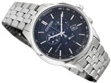  Shop Authentic Citizen Eco Drive Chronograph Blue Dial Silver Steel Strap Watch For Men - AT2140-55L - Luxxuri