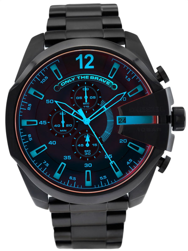  Shop Authentic Diesel Mega Chief Black Dial Black Steel Strap Watch For Men - DZ4318 - Luxxuri