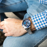  Shop Authentic Fossil Sport Tourer Chronograph Blue Dial Silver Steel Strap Watch for Men - FS6047 - Luxxuri
