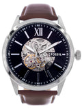  Shop Authentic Fossil Flynn Automatic Black Dial Brown Leather Strap Watch for Men - BQ2270 - Luxxuri