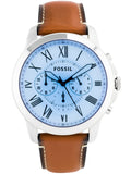  Shop Authentic Fossil Grant Chronograph Blue Dial Brown Leather Strap Watch for Men - FS5184 - Luxxuri