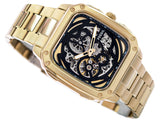  Shop Authentic Fossil Inscription Automatic Skeleton Black Dial Gold Steel Strap Watch for Men - BQ2573 - Luxxuri