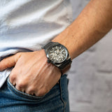  Shop Authentic Fossil Everett Automatic Skeleton Grey Dial Grey Steel Strap Watch for Men - ME3206 - Luxxuri