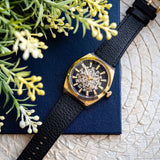  Shop Authentic Fossil Everett Automatic Skeleton Black Dial Black Leather Strap Watch for Men - ME3208 - Luxxuri