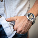  Shop Authentic Fossil Everett Automatic Skeleton Blue Dial Silver Steel Strap Watch for Men - ME3220 - Luxxuri