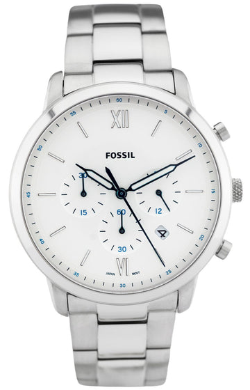  Shop Authentic Fossil Neutra Chronograph White Dial Silver Steel Strap Watch for Men - FS5433 - Luxxuri