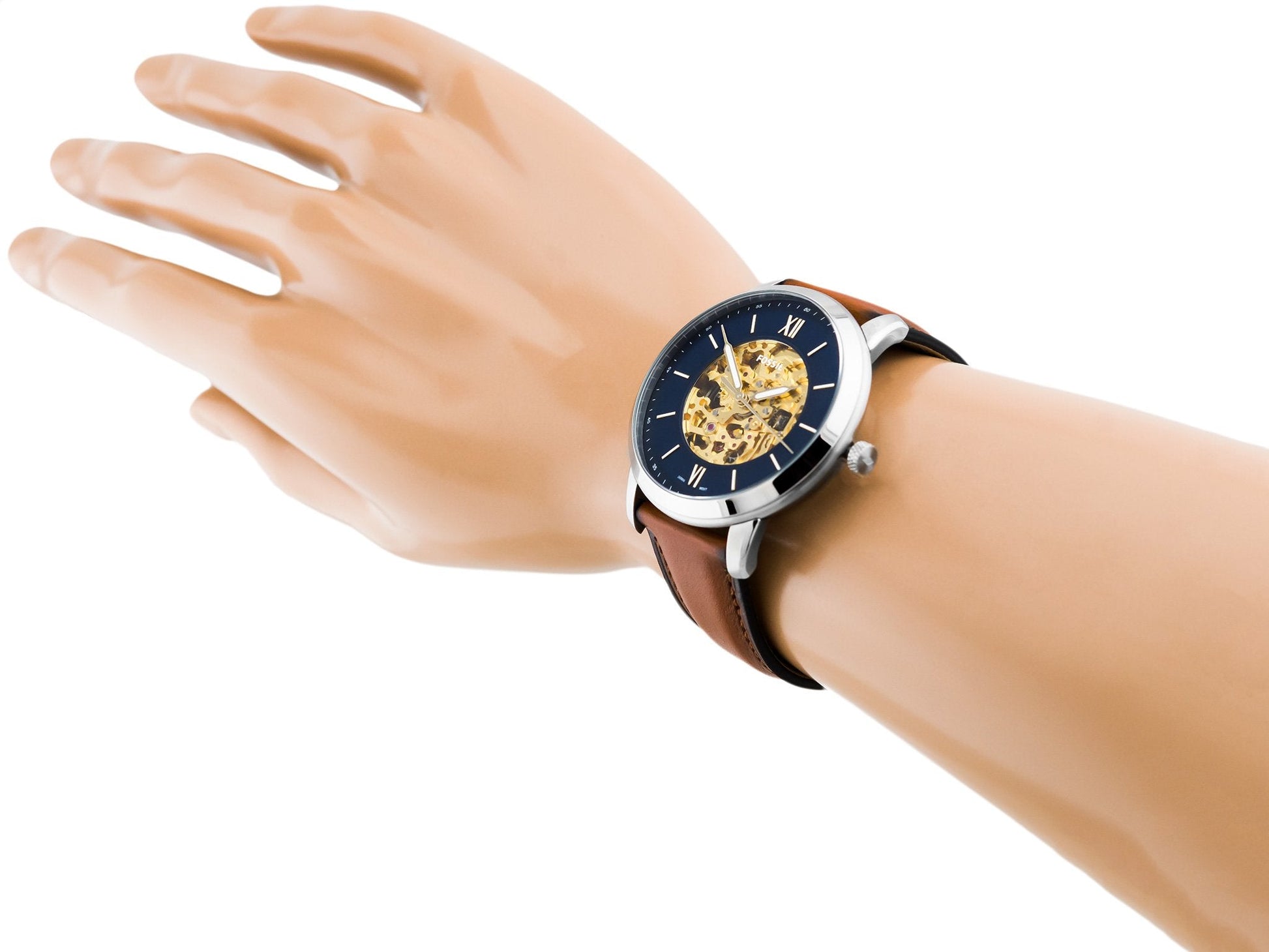  Shop Authentic Fossil Neutra Automatic Luggage Skeleton Blue Dial Brown Leather Strap Watch for Men - ME3160 - Luxxuri