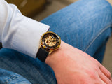  Shop Authentic Fossil Townsman Automatic Skeleton Black Dial Black Leather Strap Watch for Men - ME3210 - Luxxuri