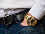  Shop Authentic Guess Continental Black Dial Gold Steel Strap Watch for Men - GW0260G2 - Luxxuri
