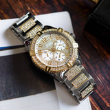  Shop Authentic Guess Frontier Chronograph Crystals Silver Dial Two Tone Steel Strap Watch for Men - W0799G4 - Luxxuri