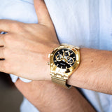  Shop Authentic Guess Continental Chronograph Black Dial Gold Mesh Strap Watch For Men - GW0582G2 - Luxxuri