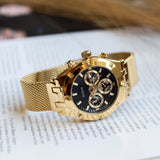  Shop Authentic Guess Continental Chronograph Black Dial Gold Mesh Strap Watch For Men - GW0582G2 - Luxxuri