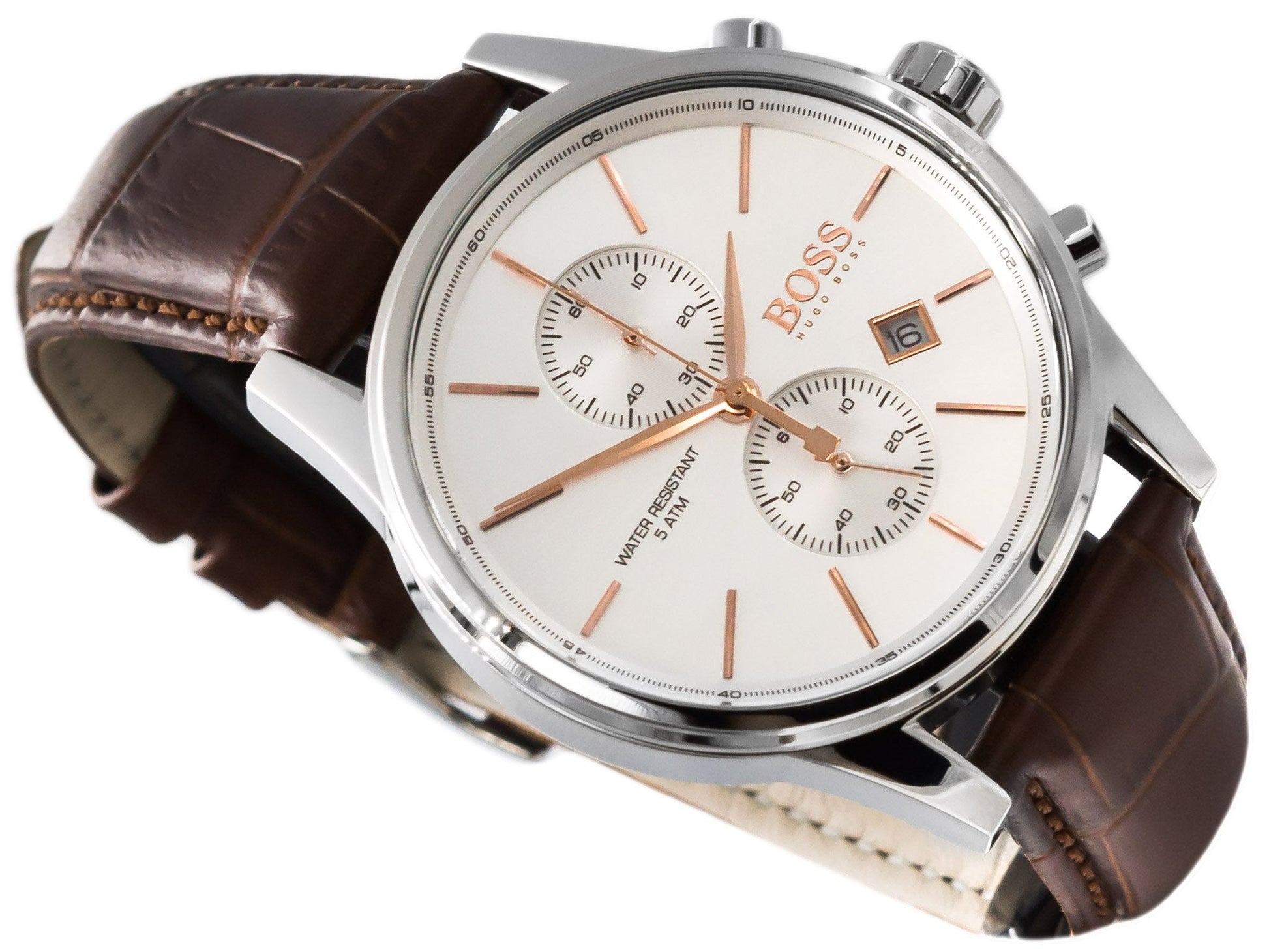  Shop Authentic Hugo Boss Jet White Dial Brown Leather Strap Watch for Men - 1513280 - Luxxuri