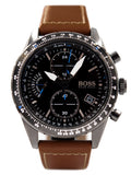  Shop Authentic Hugo Boss Pilot Black Dial Brown Leather Strap Watch for Men - 1513851 - Luxxuri