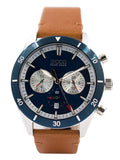 Shop Authentic Hugo Boss Santiago Blue Dial Brown Leather Strap Watch for Men - 1513860 - Luxxuri