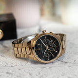  Shop Authentic Michael Kors Lennox Chronograph Black Dial Rose Gold Steel Strap Watch For Men - MK9119 - Luxxuri