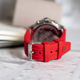  Shop Authentic Tommy Hilfiger Luca Chronograph Grey Dial Red Silicone Strap Watch For Men - 1710490 - Luxxuri