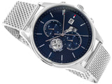  Shop Authentic Tommy Hilfiger Weston Chronograph Blue Dial Silver Mesh Bracelet Watch For Men - 1710504 - Luxxuri