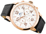  Shop Authentic Tommy Hilfiger Jake Multifunction White Dial Black Leather Strap Watch for Men - 1791236 - Luxxuri