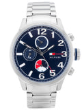  Shop Authentic Tommy Hilfiger Jackson Chronograph Blue Dial Silver Steel Strap Watch for Men - 1791242 - Luxxuri