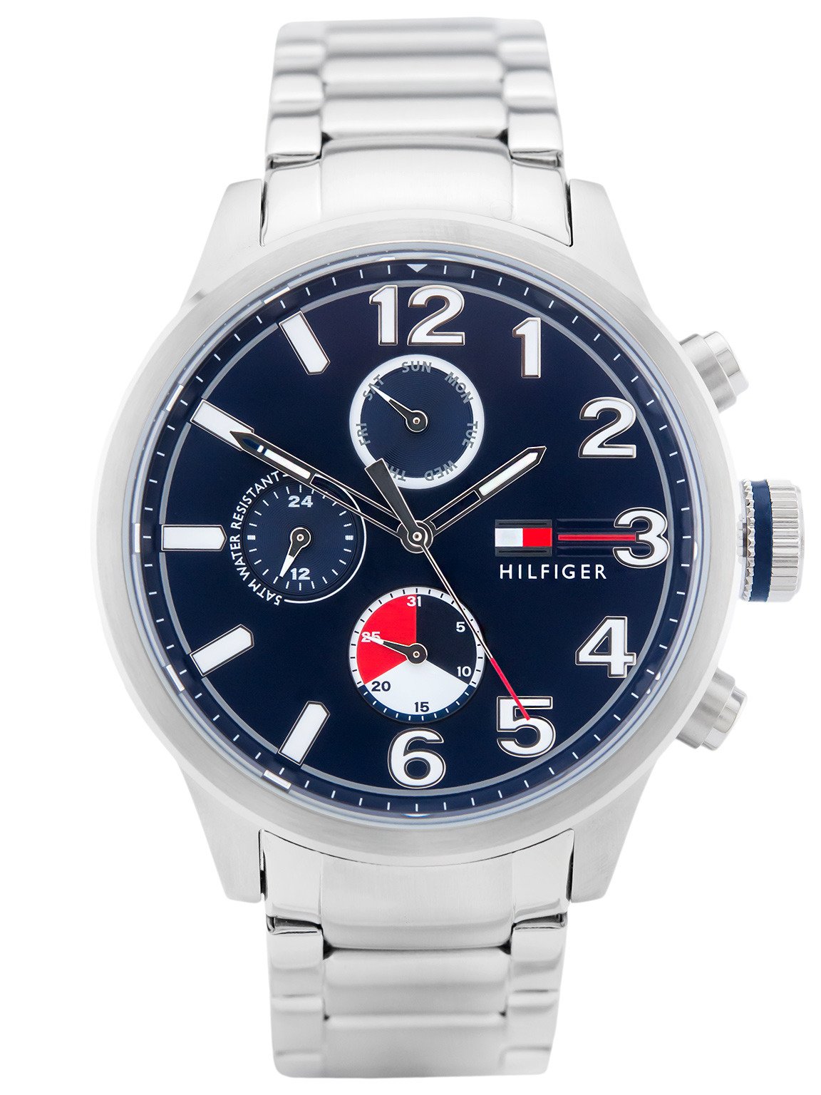  Shop Authentic Tommy Hilfiger Jackson Chronograph Blue Dial Silver Steel Strap Watch for Men - 1791242 - Luxxuri
